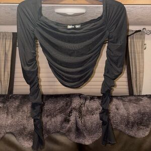 SHEIN Sheer Black Long Sleeve Shirt